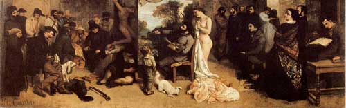 Gustave Courbet, Das Atelier des Malers, 1855, Öl auf Leinwand; 361  598 cm, Paris, Muse d'Orsay (untere Hälfte)